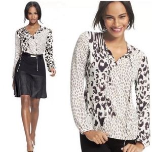 Like New Cabi Faux Wrap Animal Print Top